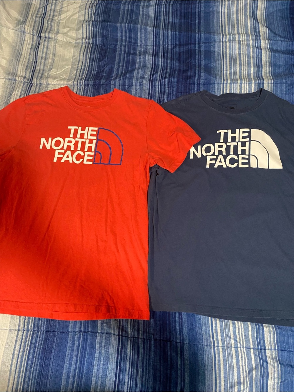 The North Face Mens Short-Sleeve Logo Tee Duo in Red and Navy Blue